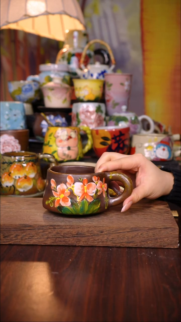 杯子陶泥垚手作 景德镇手工手绘陶瓷器物