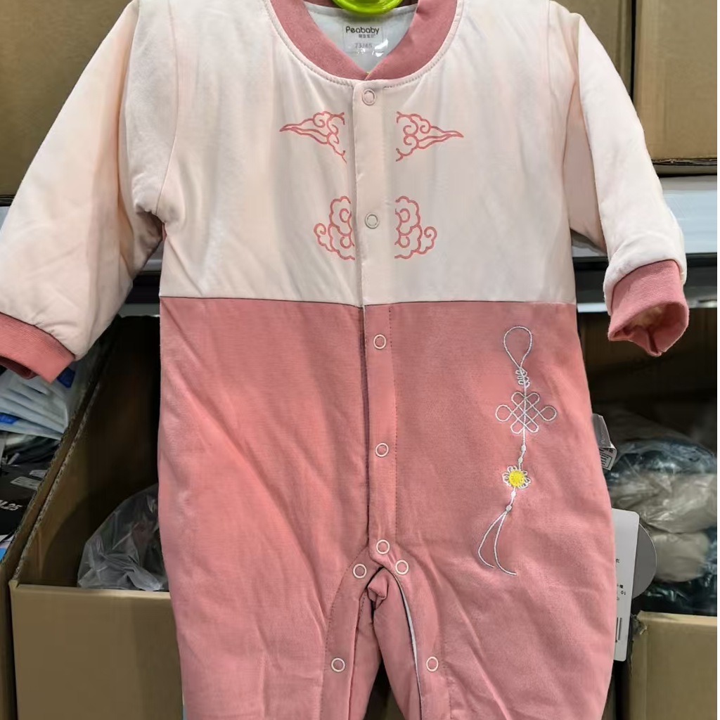 国风60g棉夹棉连体衣婴幼儿秋冬男女连体