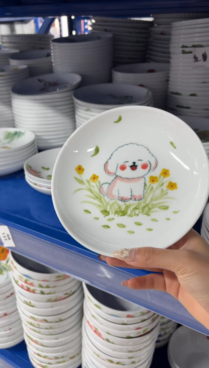 瓷片景德镇高温陶瓷食品级手绘釉中彩-浅盘