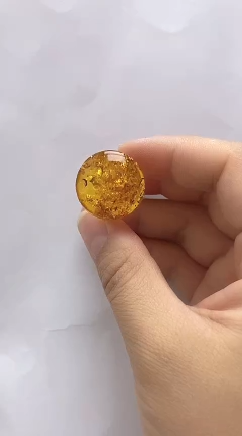 【闪购商品】琥珀裸石银S925镶嵌花珀戒指