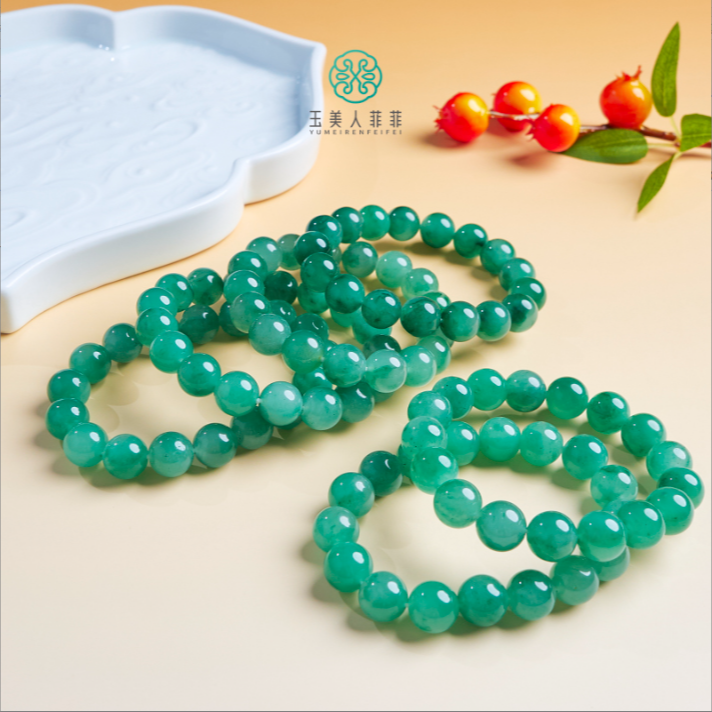 石惑珠宝%独龙玉单圈圆珠手串约12mm%多样性发一