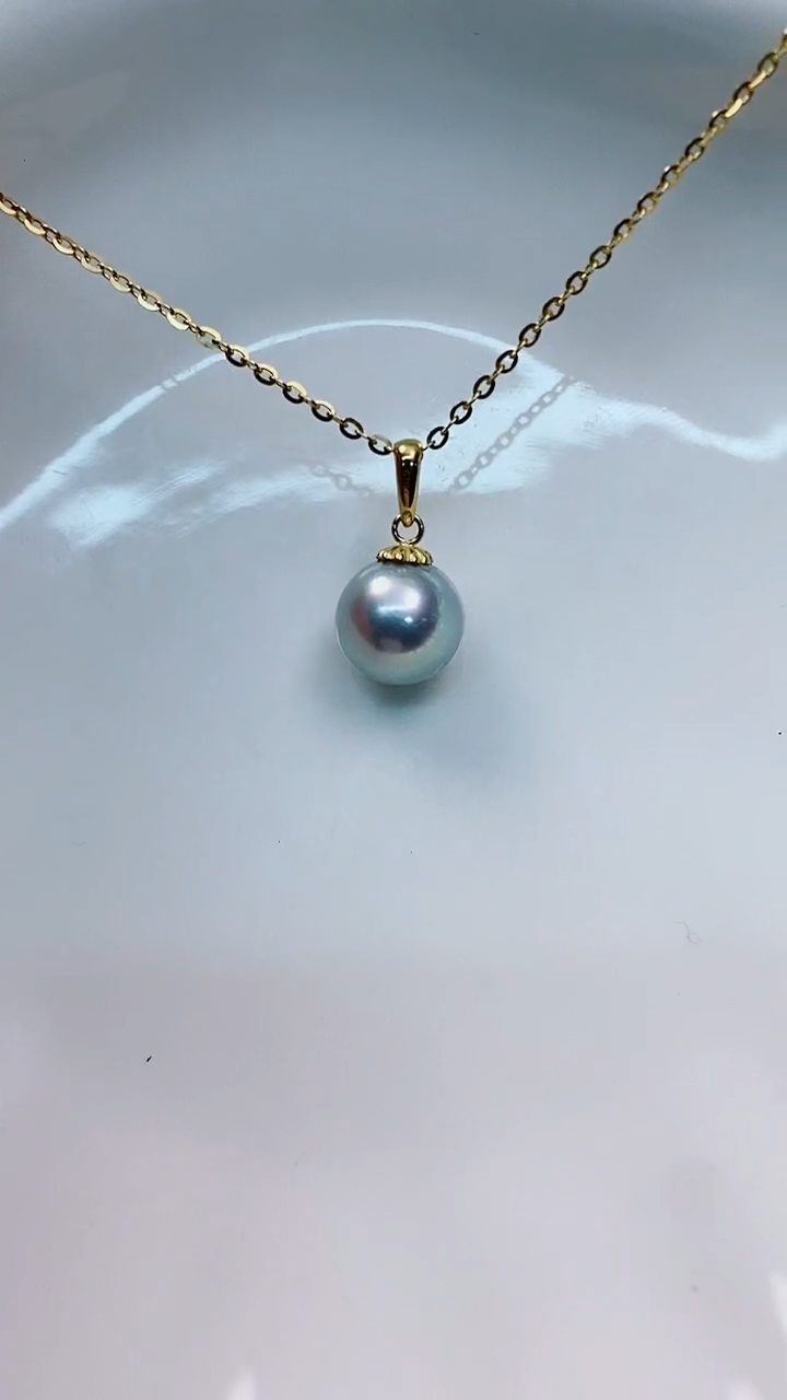 【闪购商品】海水珍珠吊坠(赠链)18K金镶嵌8.5-9海水珍珠吊坠