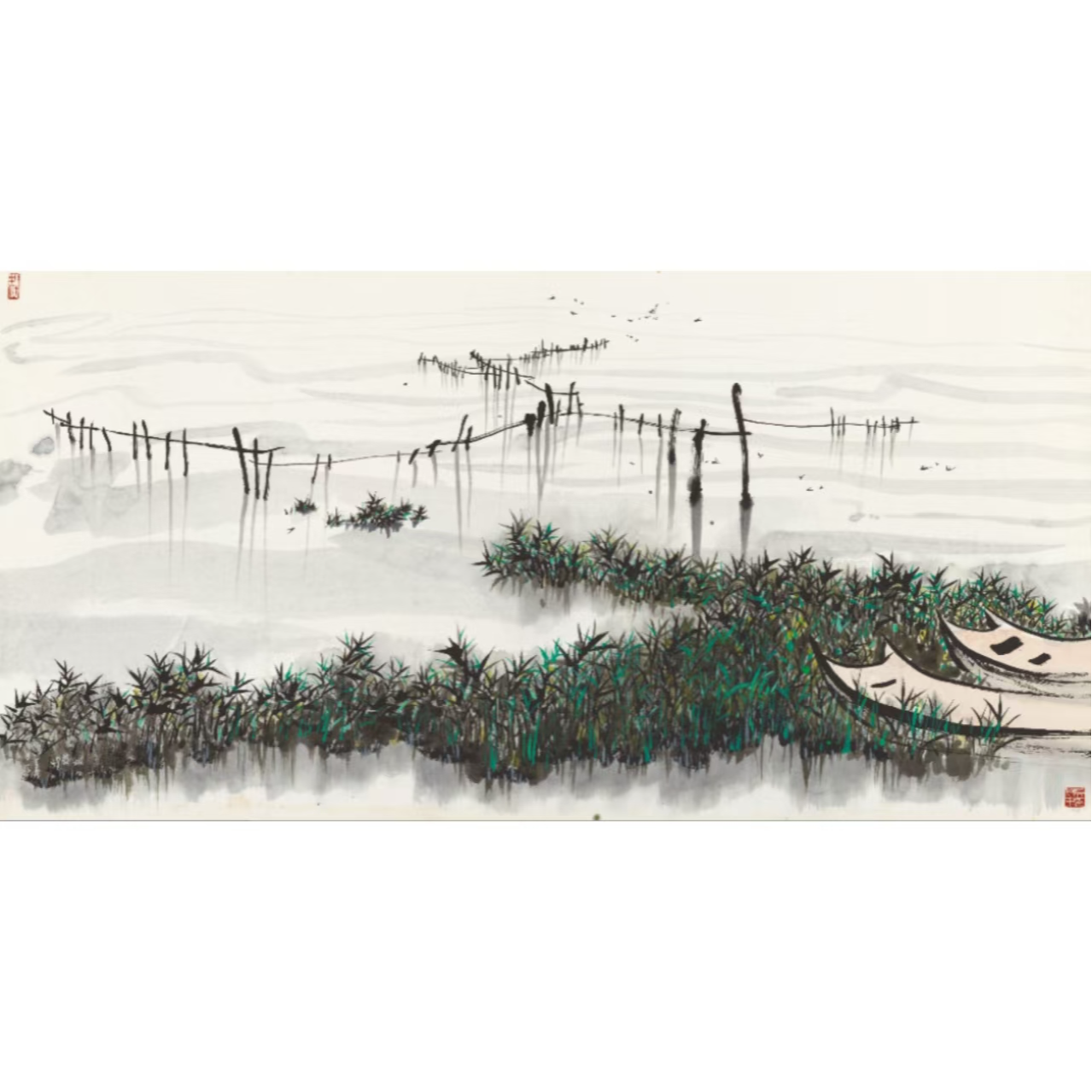 Z-复刻版画吴冠中-8平尺-太湖泊舟-Z5