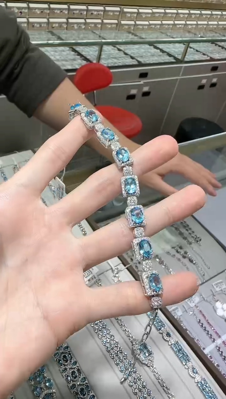 【闪购商品】托帕石手链银S925镶嵌6*8mm