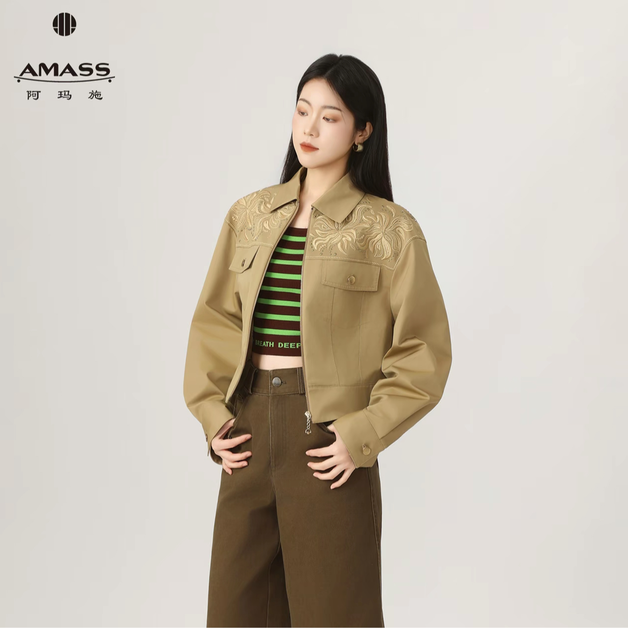 AMASS/阿玛施设计感复古港风短外套秋季设计师短款极简风女540068