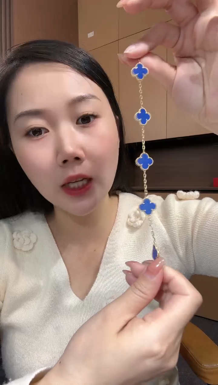 【闪购商品】玛瑙/玉髓手链18K金镶嵌蓝色k黄，五花手链GHJ