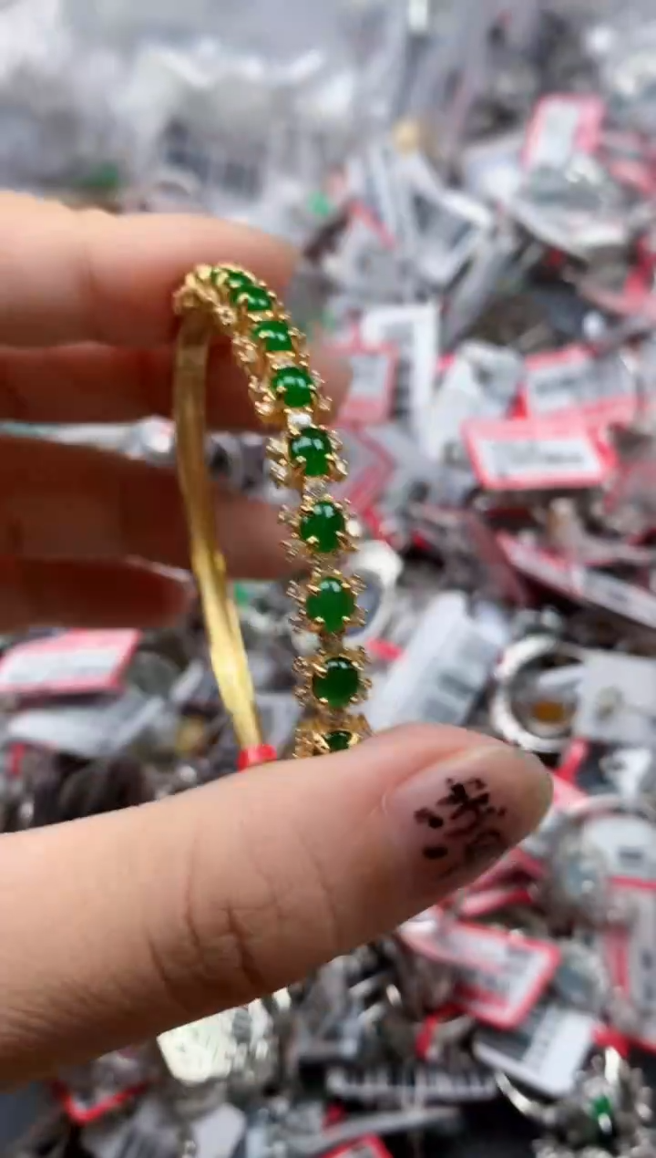 银S925镶嵌戒指翡翠天然A货缅甸翡翠