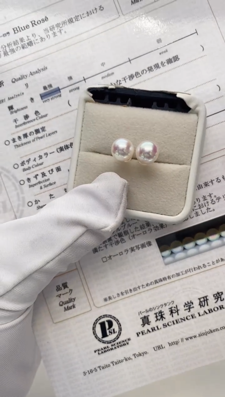 【闪购商品】海水珍珠耳饰18K金镶嵌9-9.5特选天女耳钉微瑕