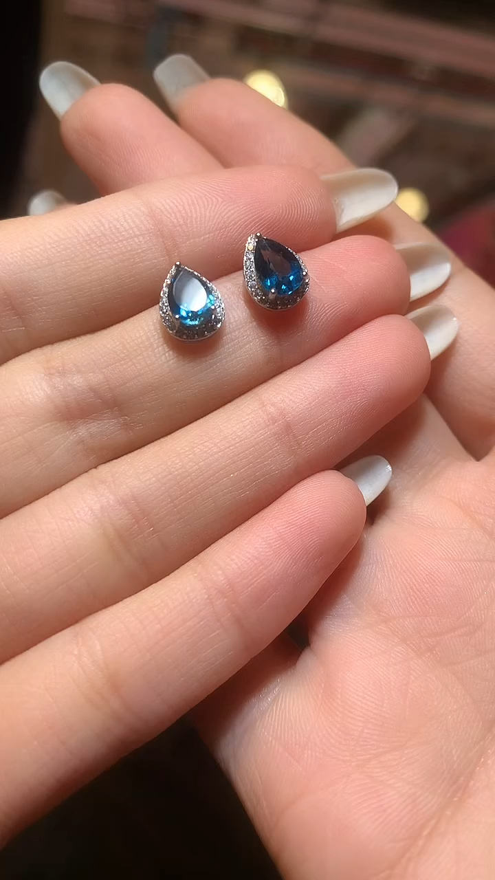 银S925镶嵌托帕石耳饰【宝石世家严选】