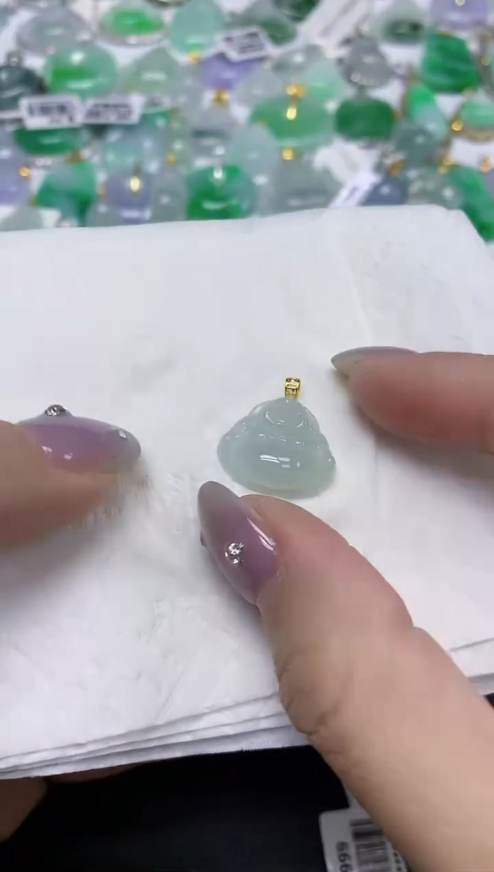 颈饰18K金镶嵌翡翠天然缅甸翡翠A货百元以上9元证书费自理