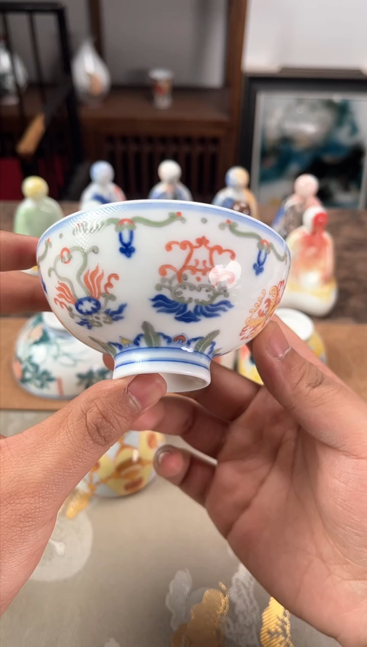 【闪购商品】景德镇文祥窑手工陶瓷忍冬纹单杯