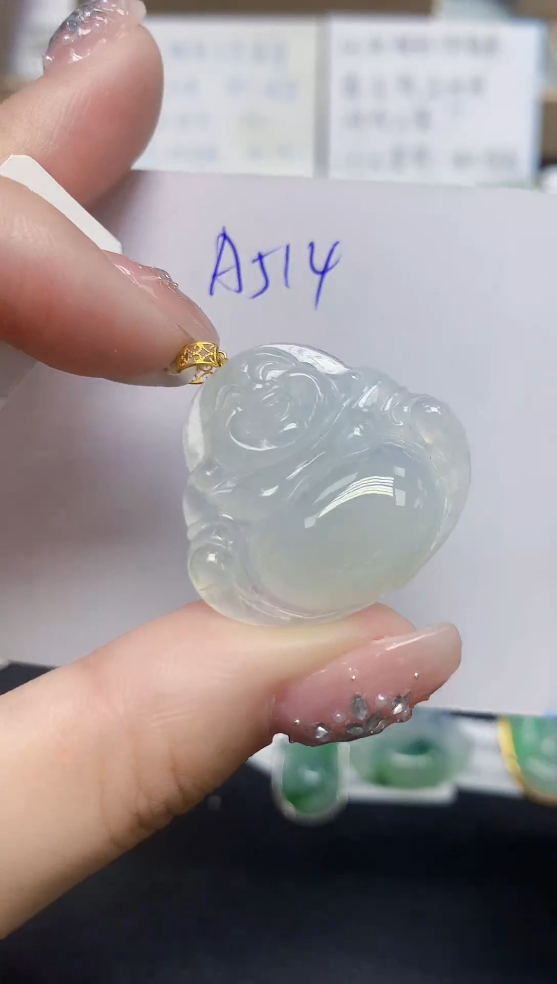 颈饰18K金镶嵌翡翠天然缅甸翡翠A货翡翠百元以上9元证书费自理