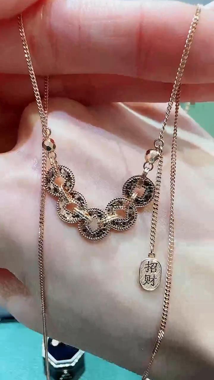 【闪购商品】18K金套链18K金爆闪铜钱套链