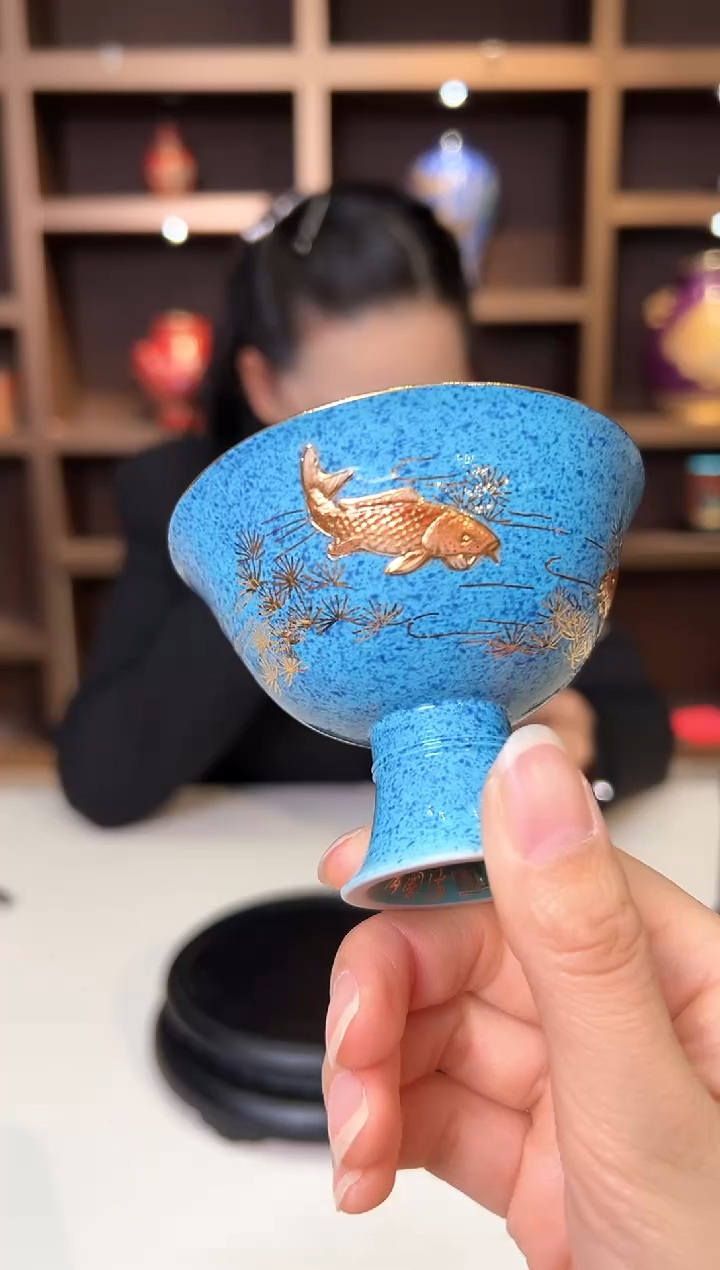 【闪购商品】杯子许国胜/金玉满堂大高足杯（撒蓝）