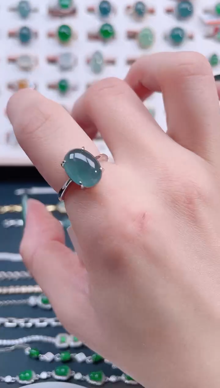 银S925镶嵌戒指翡翠天然翡翠