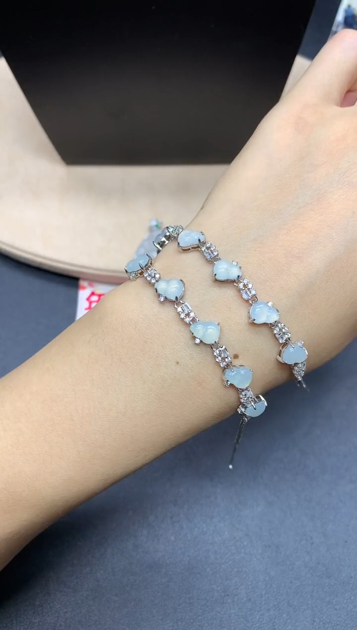 【闪购商品】翡翠手链银S925镶嵌葫芦【多样性发其一】
