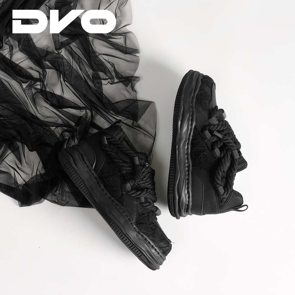 DVO【毒液】7CM隐形内增高秋冬时尚男厚底机能风黑武士板鞋潮流