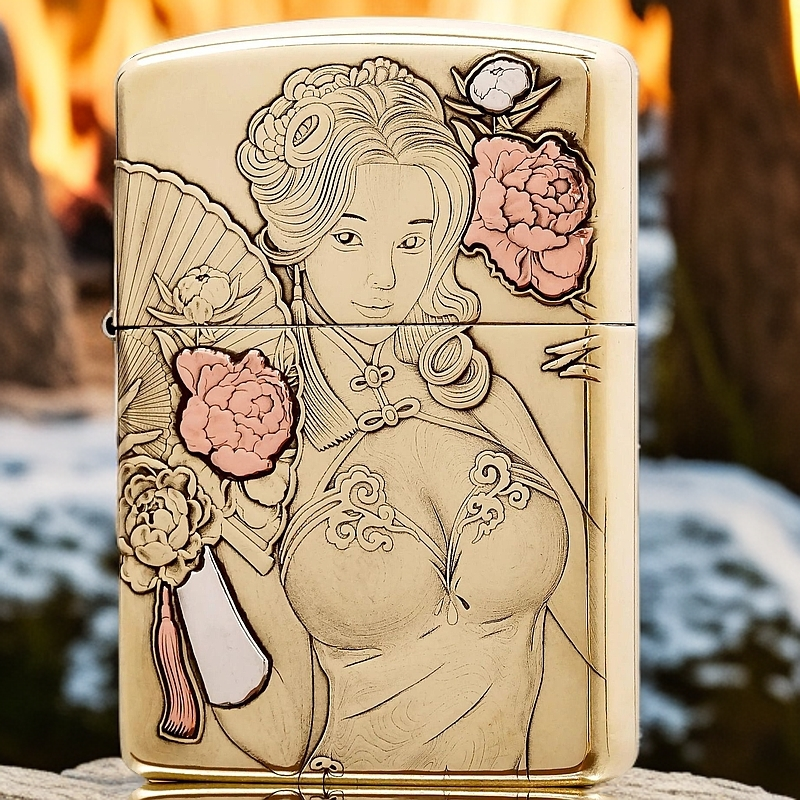 【老李鉴定】zippo打火机潘金莲正品168盔甲3D立体浮雕防风DYJ1