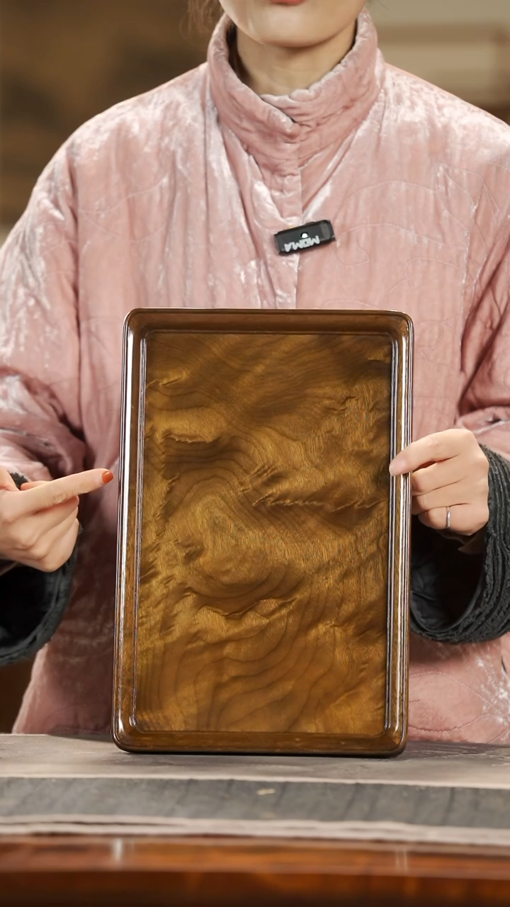 【闪购商品】金丝楠木雕830云彩纹文承盘