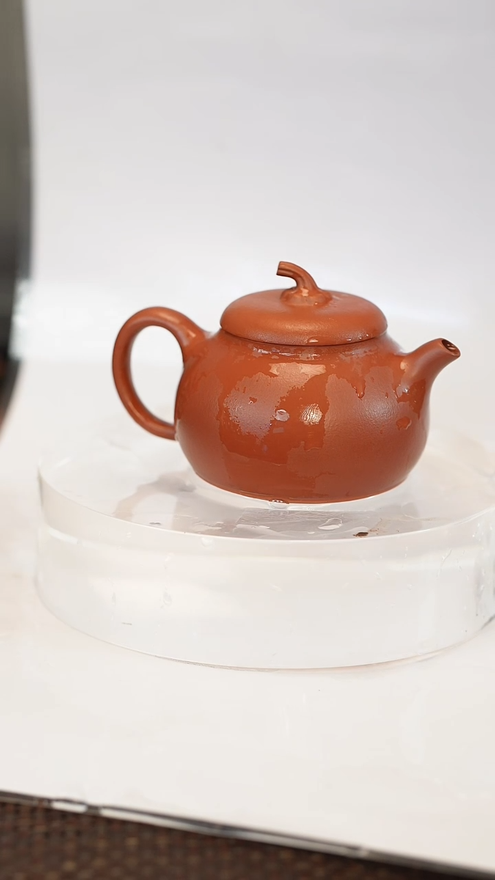 茶壶紫砂全手工 大红袍泥料 茄瓜壶型 155cc