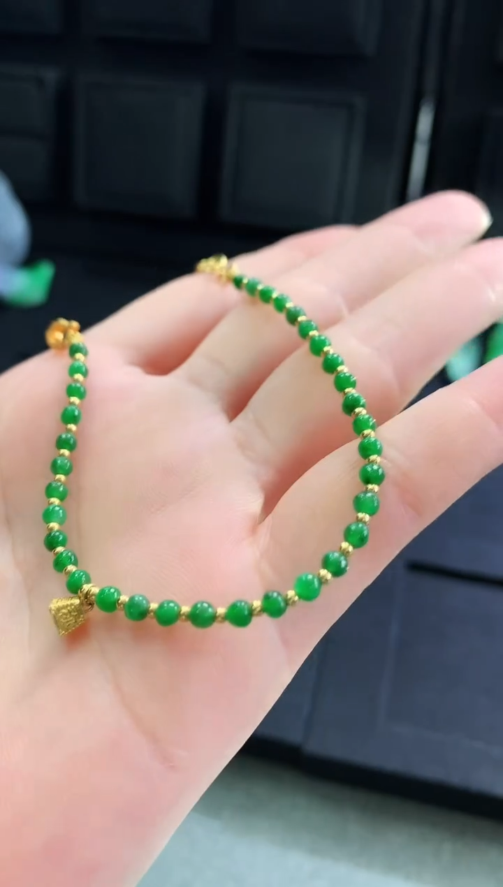 【闪购商品】翡翠手链18K金镶嵌手链