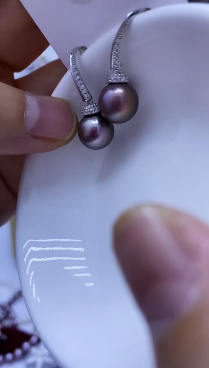 银S925镶嵌耳饰淡水珍珠107