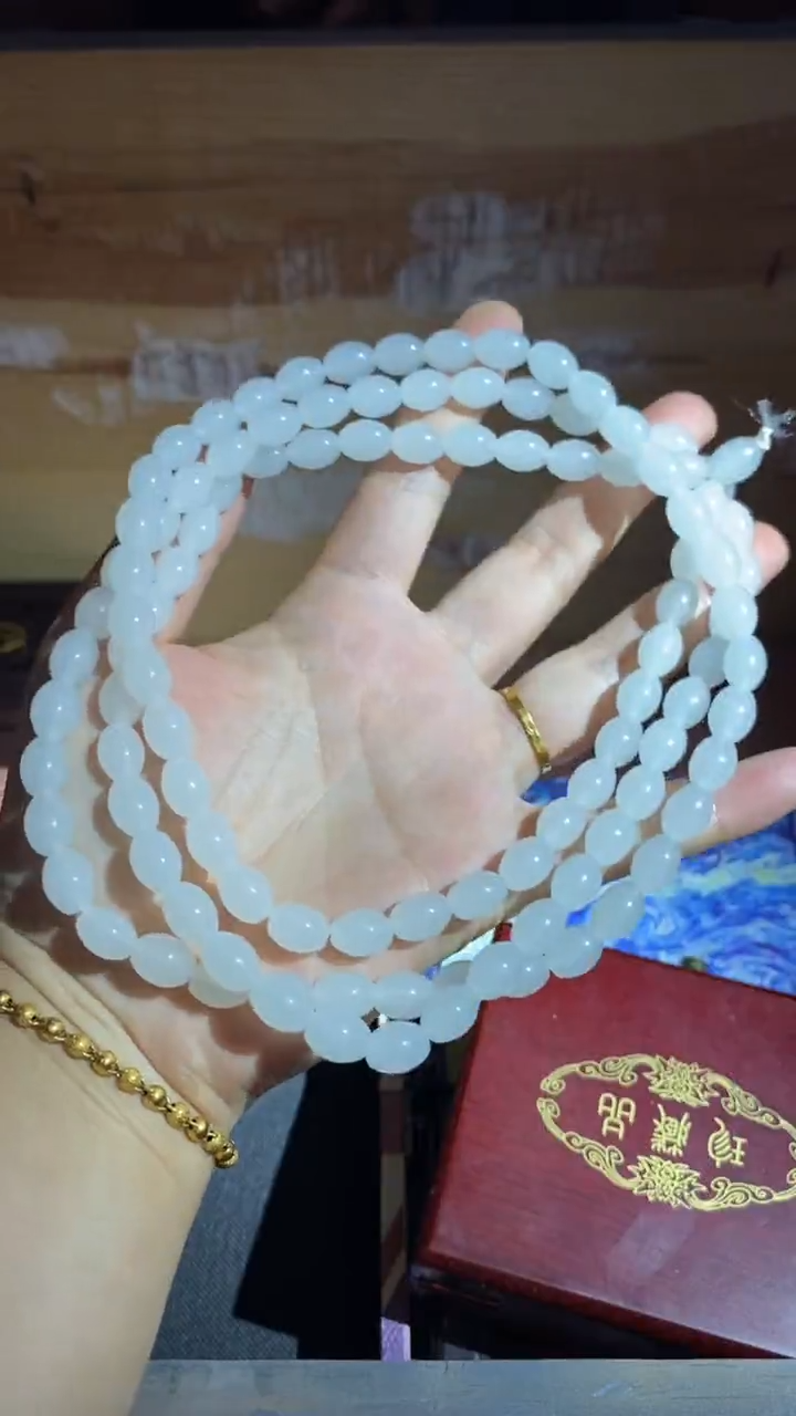 和田玉未镶嵌颈饰和田玉米达料米粒珠