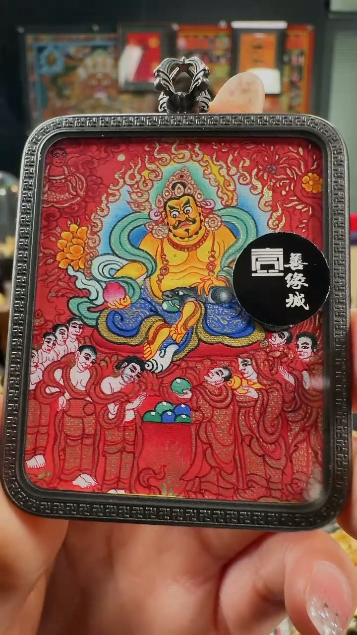吊坠壹善缘城手绘唐卡黄C