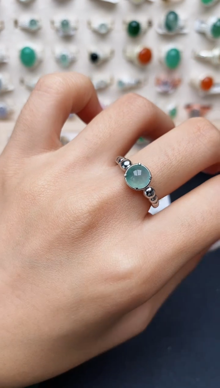 【闪购商品】翡翠戒指银S925镶嵌缅甸翡翠