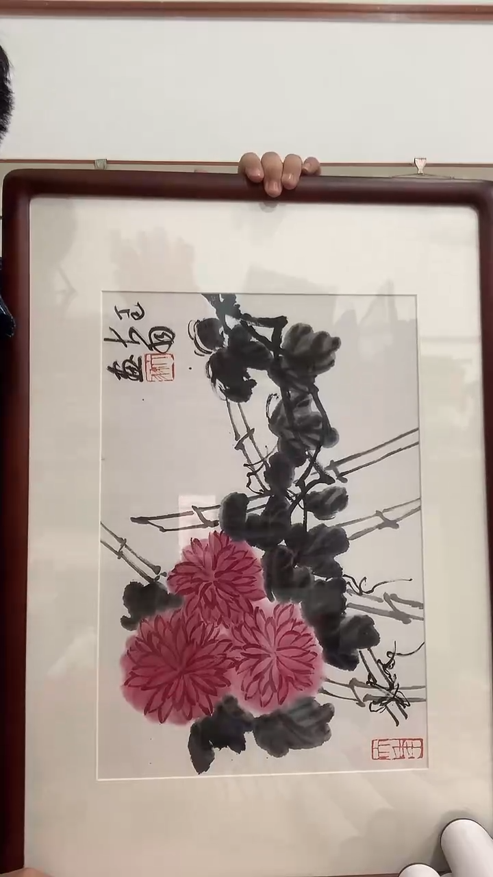 【闪购商品】国画J陈老师国画镜框一件 菊花