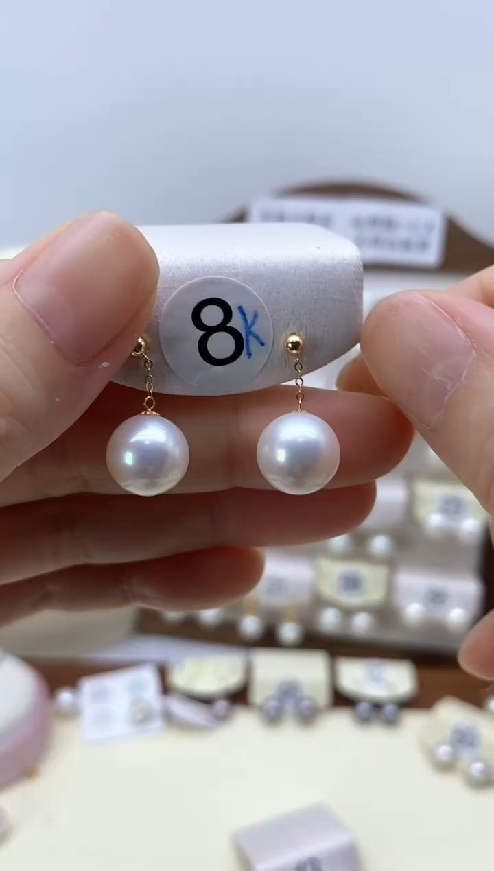 18K金镶嵌淡水珍珠耳饰耳饰
