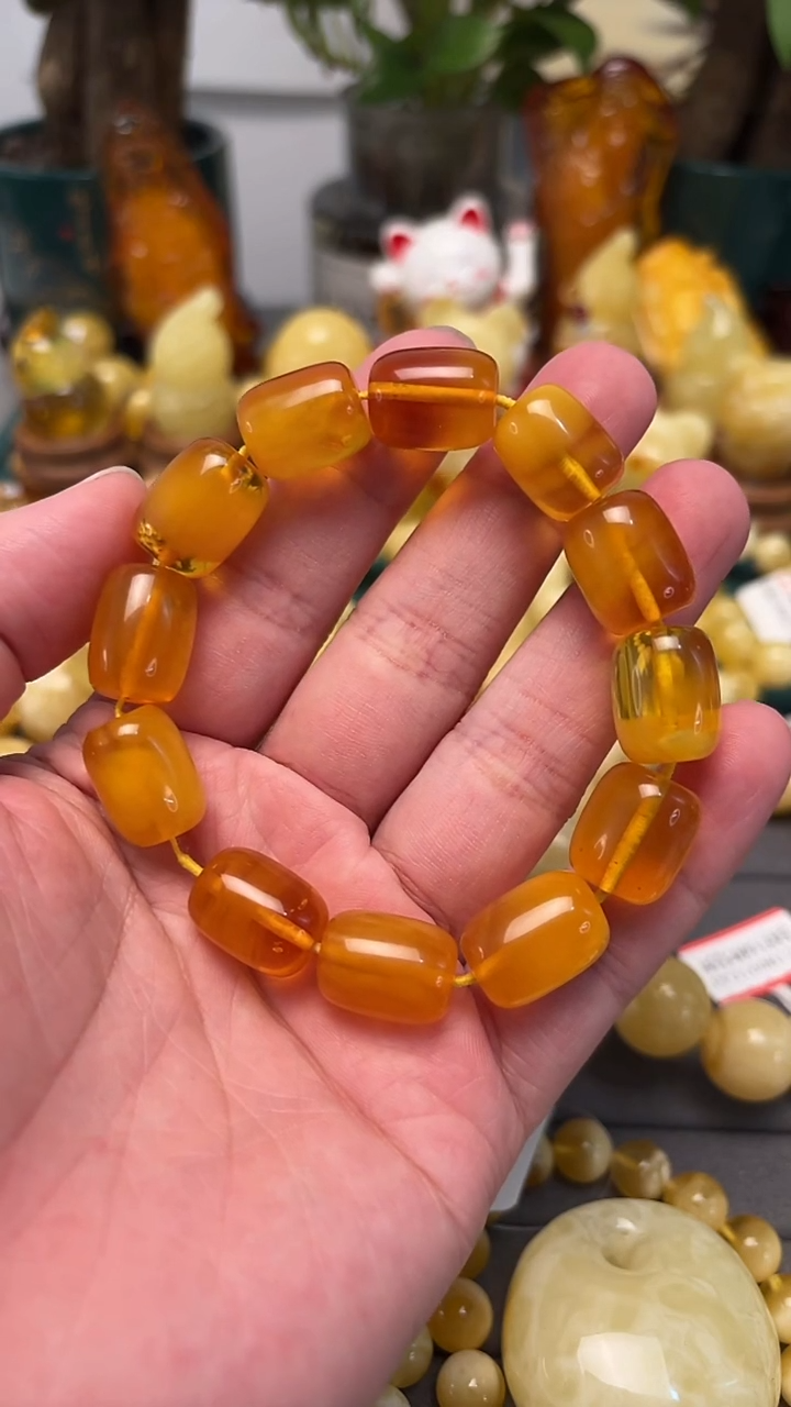 手串蜜蜡未镶嵌p23小年份特价桶珠手串 21.58克 13mm