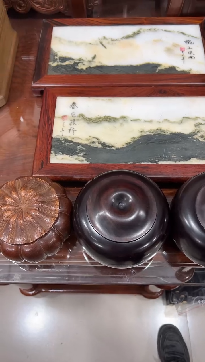 维****全南瓜罐 紫檀罐各一对