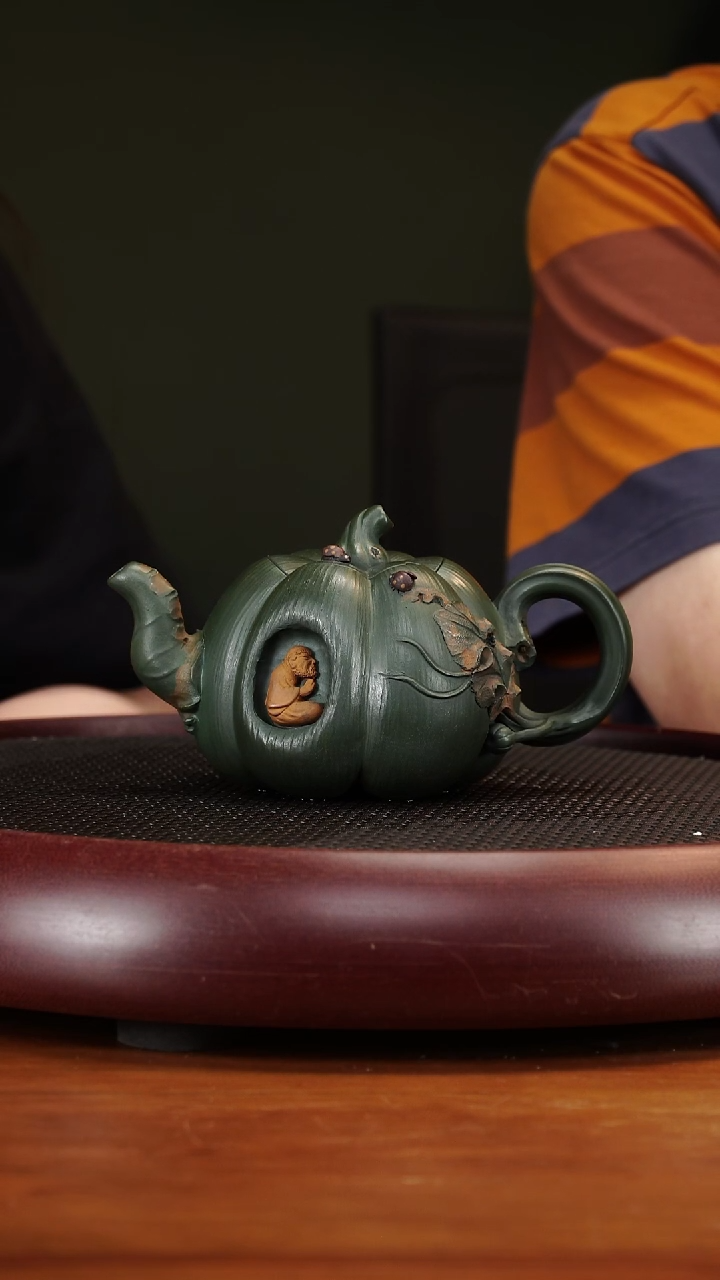 茶壶紫砂11CYL南瓜 鸣远绿泥300cc