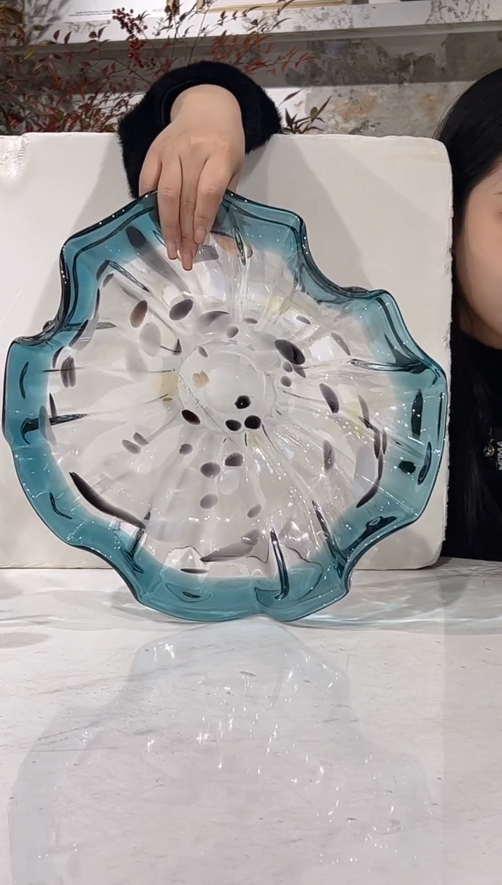 【闪购商品】琉璃蓝色荷叶小果盘