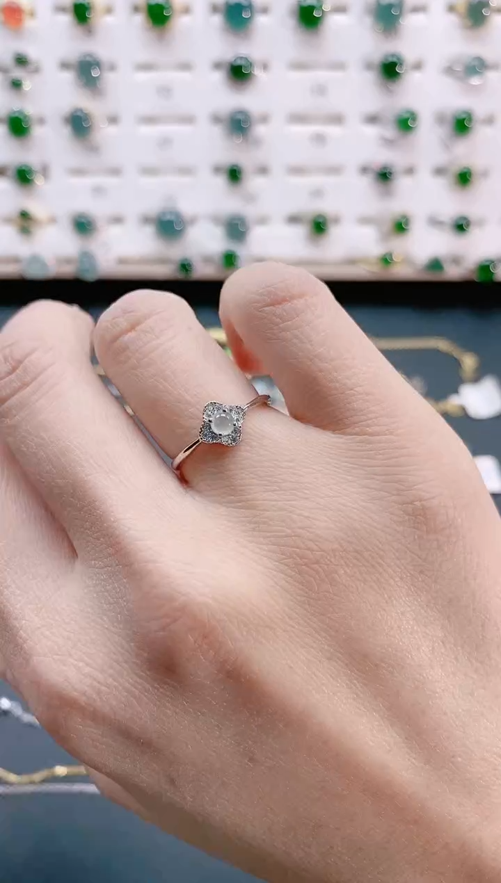 【闪购商品】翡翠戒指银S925镶嵌天然翡翠