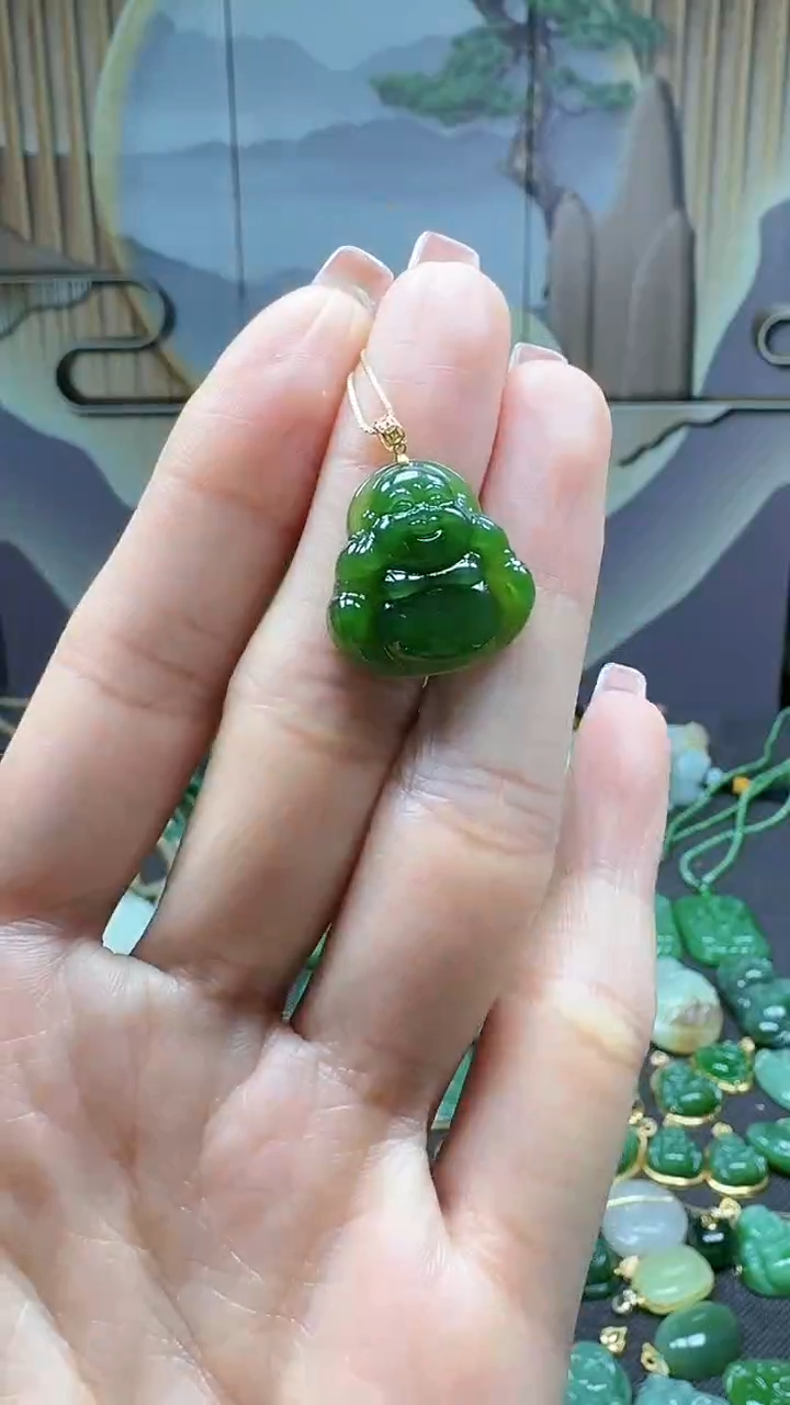 【闪购商品】和田玉吊坠(不含链)18K金镶嵌1