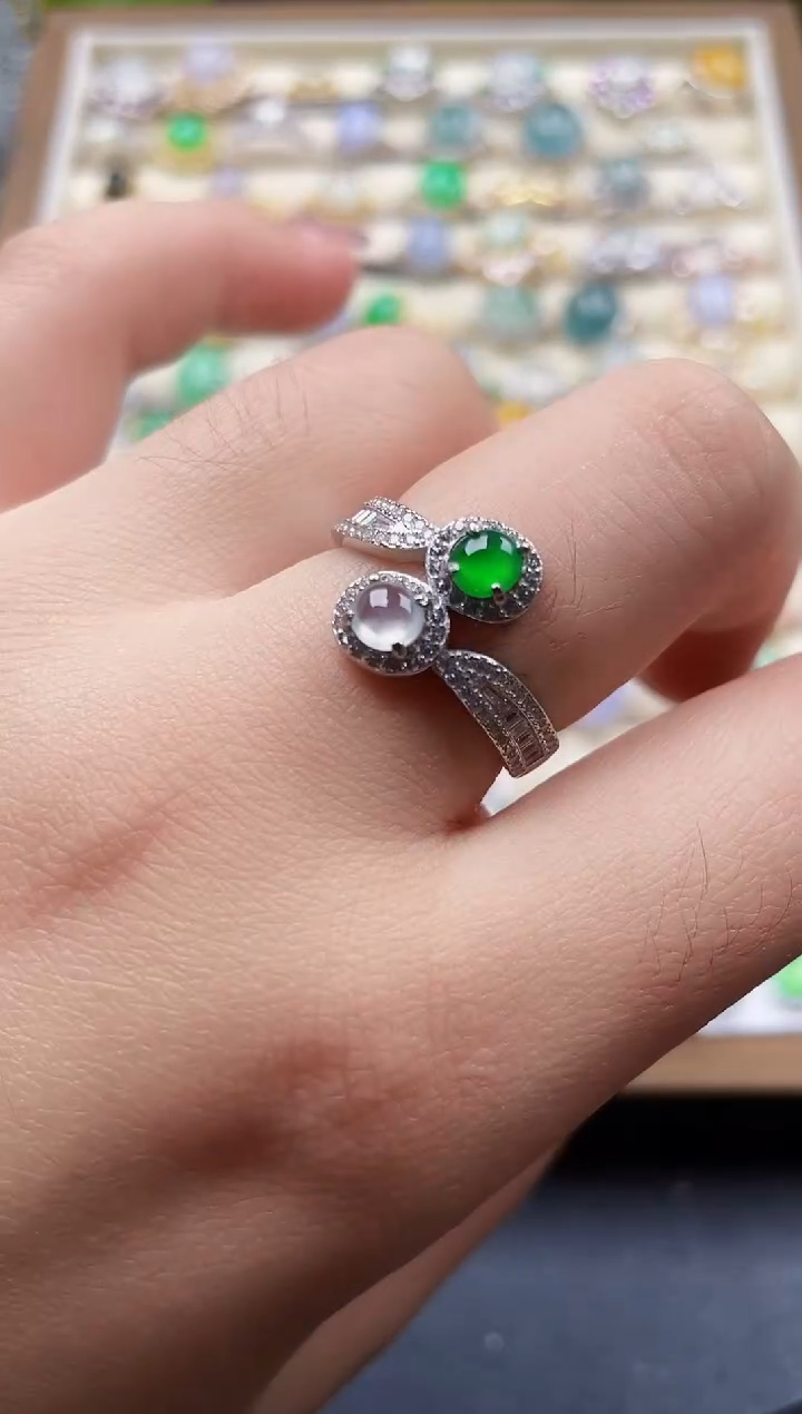 银S925镶嵌戒指翡翠28