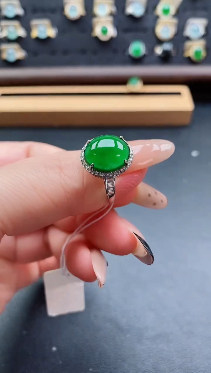 银S925镶嵌戒指翡翠1