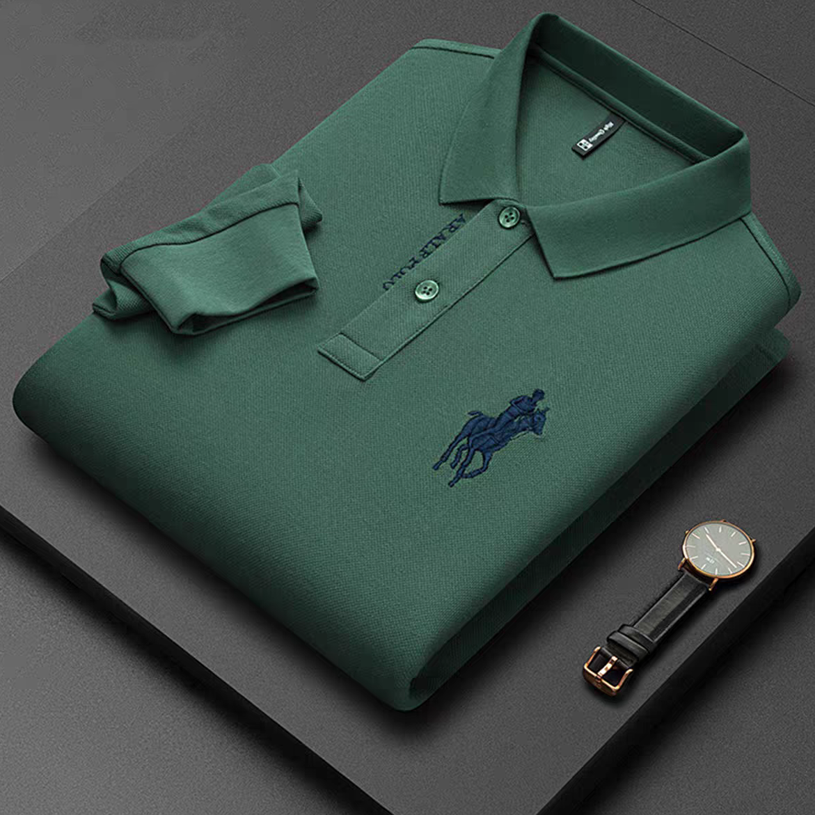 【经典长袖】POLO衫男装刺绣立体长袖男女宽松休闲上衣1082长