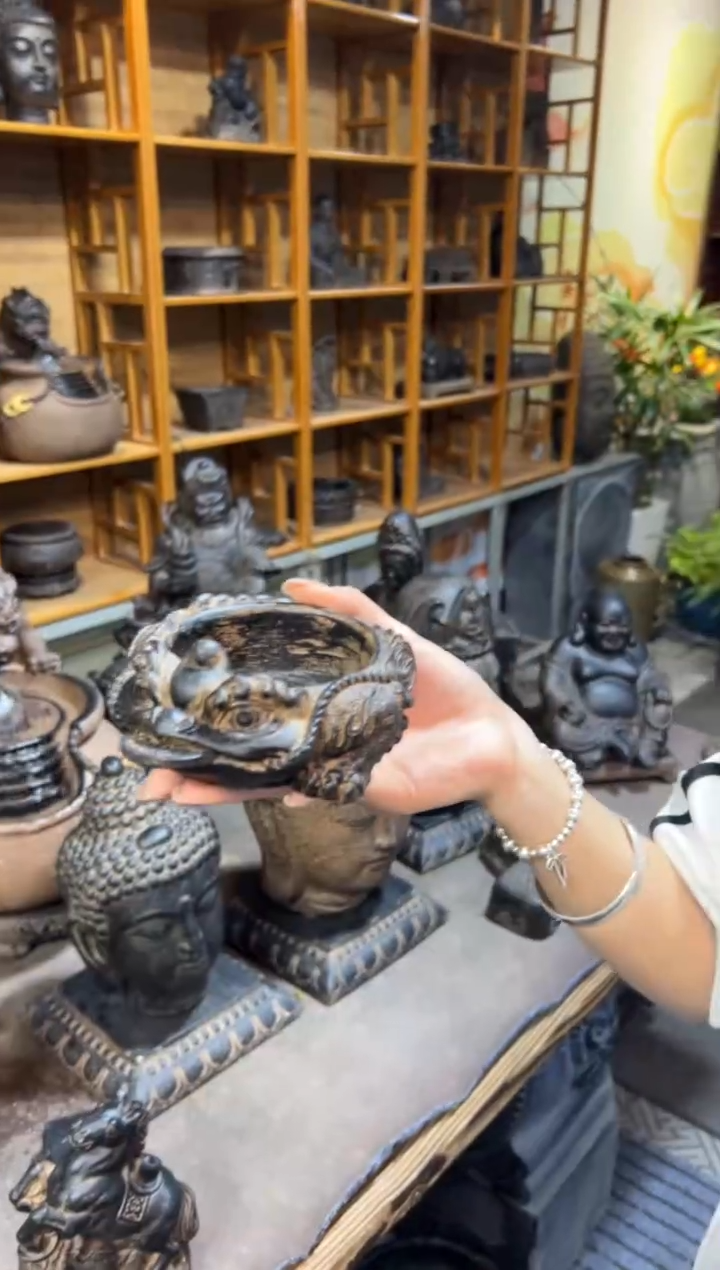 陶土【合成青石】金蟾盆