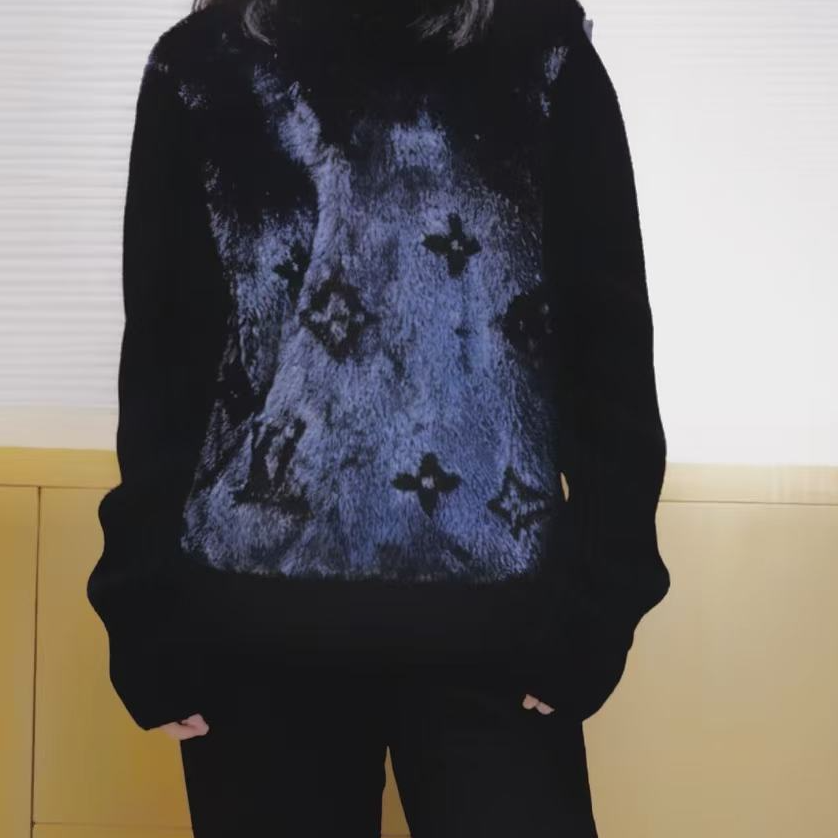 未使用 LouisVuitton/路易威登 拼接效果圆领长袖毛衣