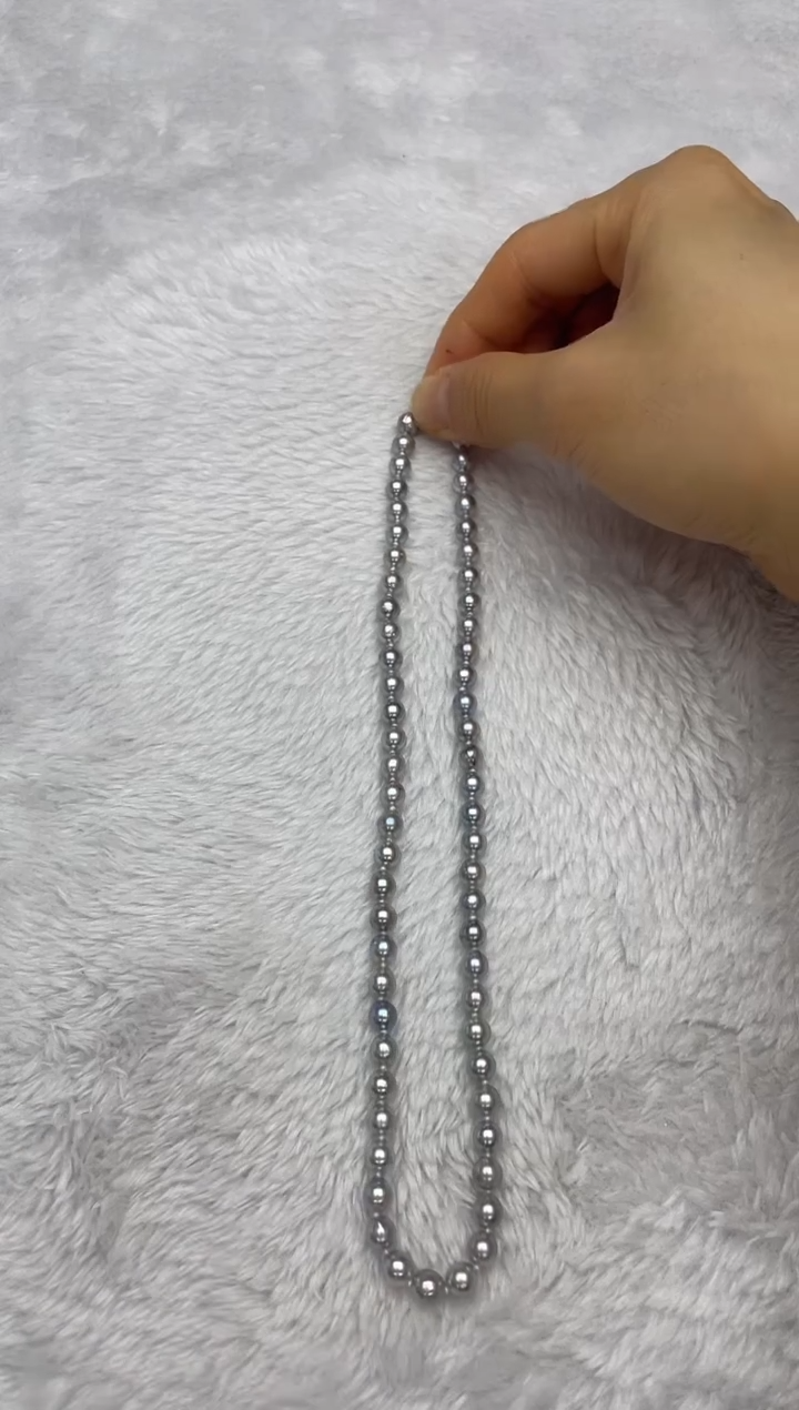 项链银S925镶嵌海水珍珠AK真多麻6-6.5mm