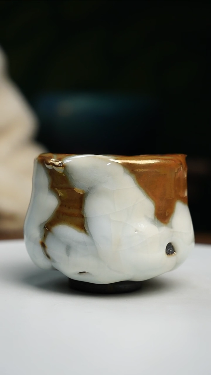 【闪购商品】吴远中未名窑蒙涛金银彩堆釉志野