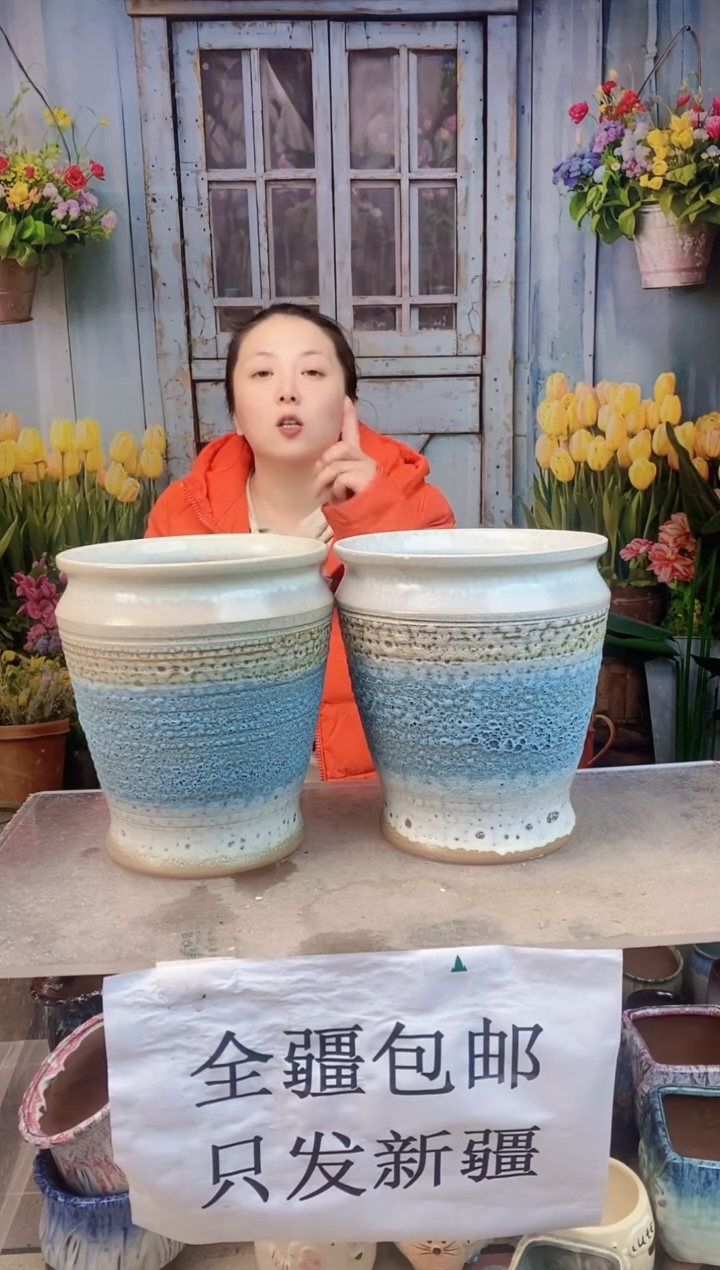 013 白蓝泡泡釉两个装  口18高21