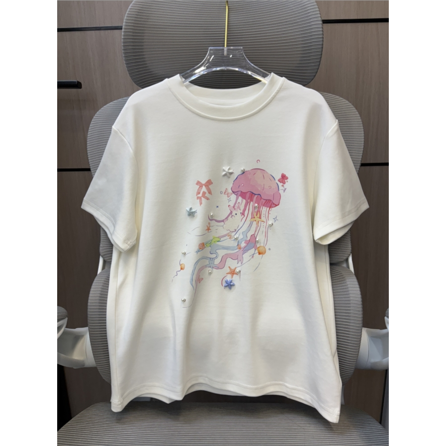 【清货】2025夏洋气彩色水母星星短袖T恤(95%棉) D515 515 M
