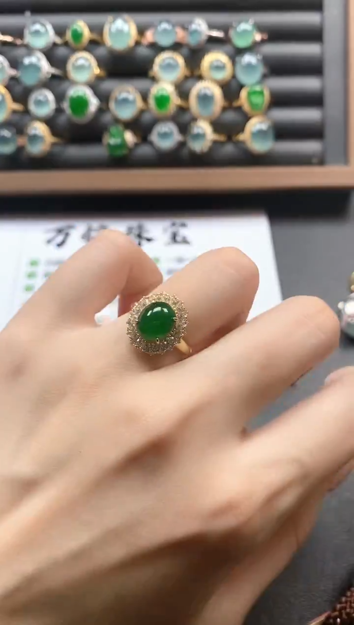 银S925镶嵌戒指翡翠51511
