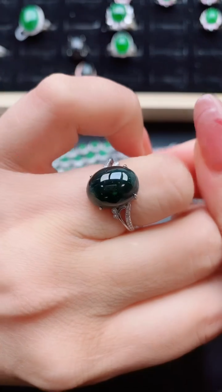 【闪购商品】翡翠戒指银S925镶嵌21321