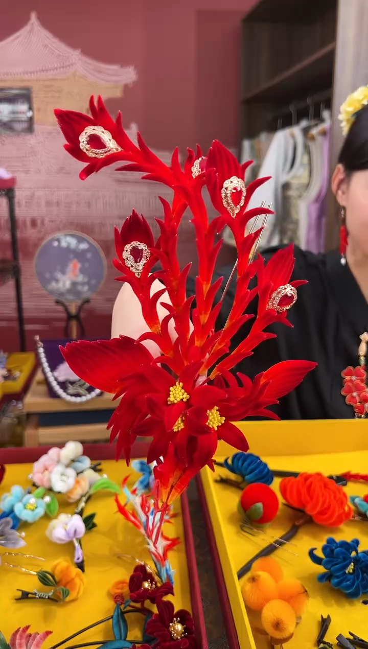 【闪购商品】刺绣非遗绒花（发饰）