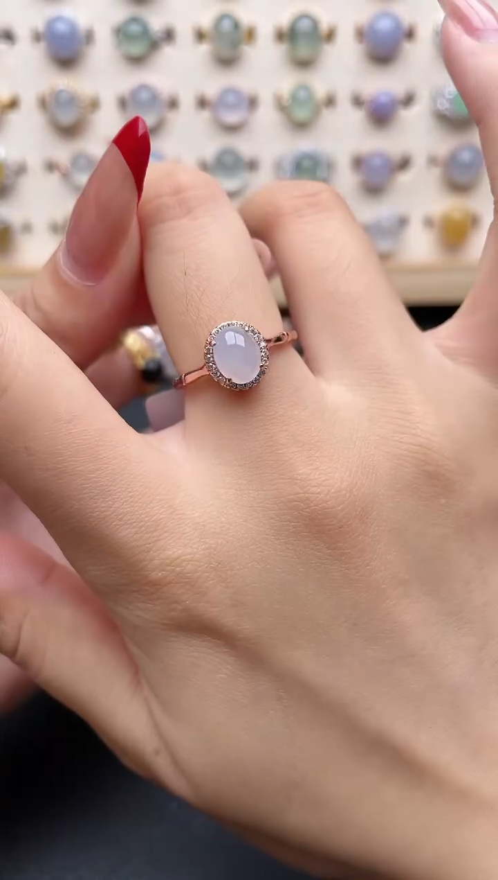 【闪购商品】翡翠戒指银S925镶嵌一物一证一礼盒